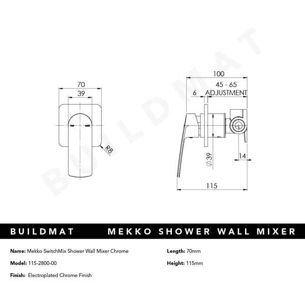 Phoenix Mekko SwitchMix Shower / Wall Mixer Chrome (Complete Kit)