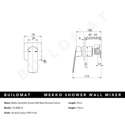 Mekko SwitchMix Shower / Wall Mixer Brushed Carbon