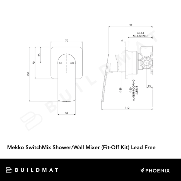 Phoenix Mekko SwitchMix Shower/Wall Mixer (Fit-Off Kit) Chrome Lead Free