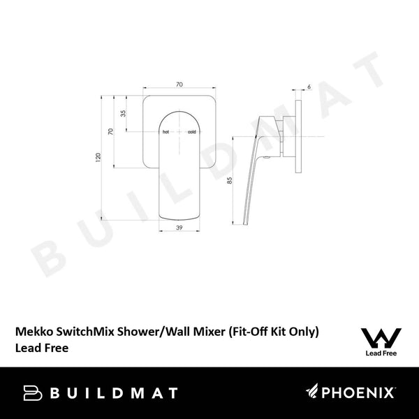 Phoenix Mekko SwitchMix Shower / Wall Mixer Brushed Nickel (Fit-Off Kit) Lead Free