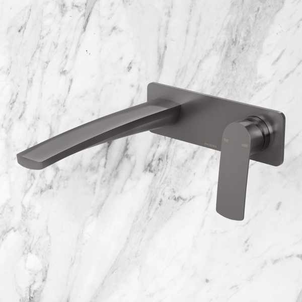 Phoenix Mekko SwitchMix Wall Basin/Bath Mixer Set 200mm (Complete Kit) Brushed Carbon Lead Free