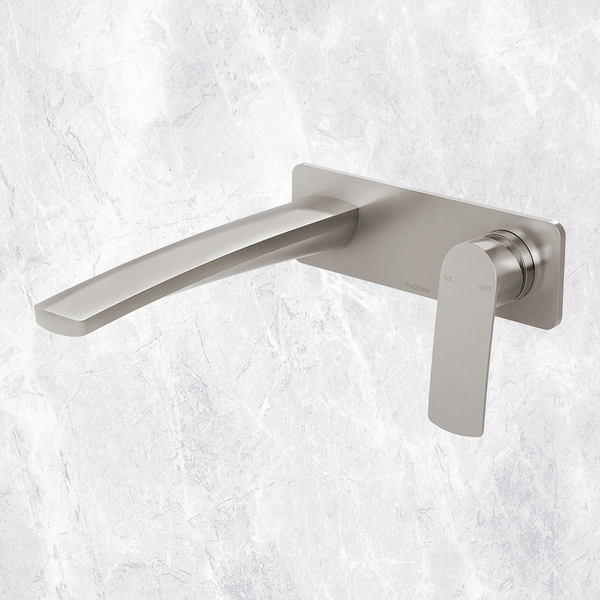 Phoenix Mekko SwitchMix Wall Basin / Bath Mixer Set 200mm Brushed Nickel (Complete Kit)