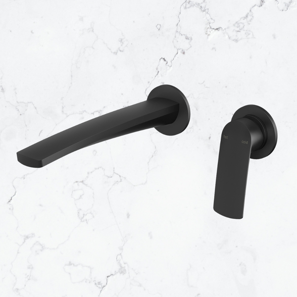 Phoenix Mekko SwitchMix Wall Basin / Bath Mixer Set 200mm Round Plates (Complete Kit) Lead Free Matte Black