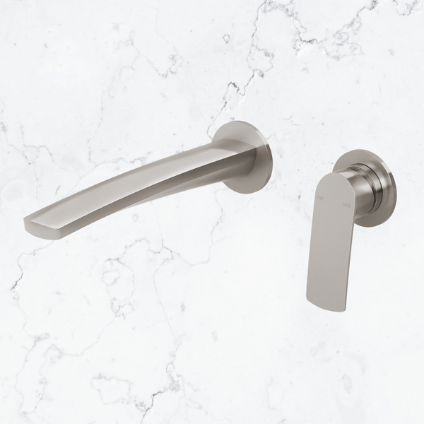 Phoenix Mekko SwitchMix Wall Basin / Bath Mixer Set 200mm Round Plates (Complete Kit) Lead Free Brushed Nickel