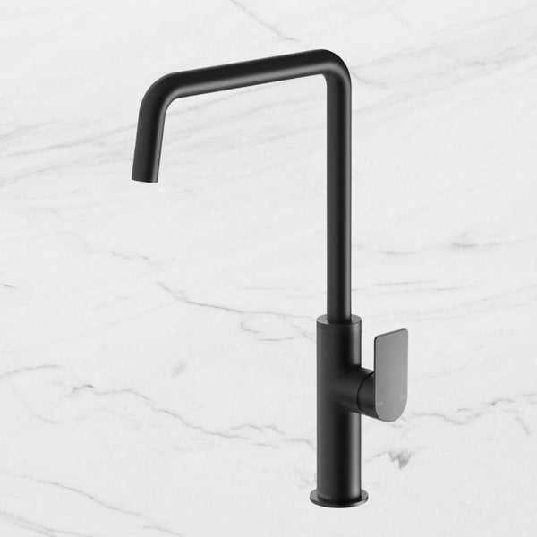 Phoenix Mekko Matte Black Sink Mixer 190mm Squareline