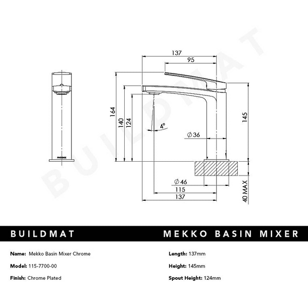 Phoenix Mekko Basin Mixer Chrome