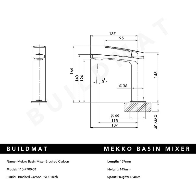 Mekko Basin Mixer Brushed Carbon