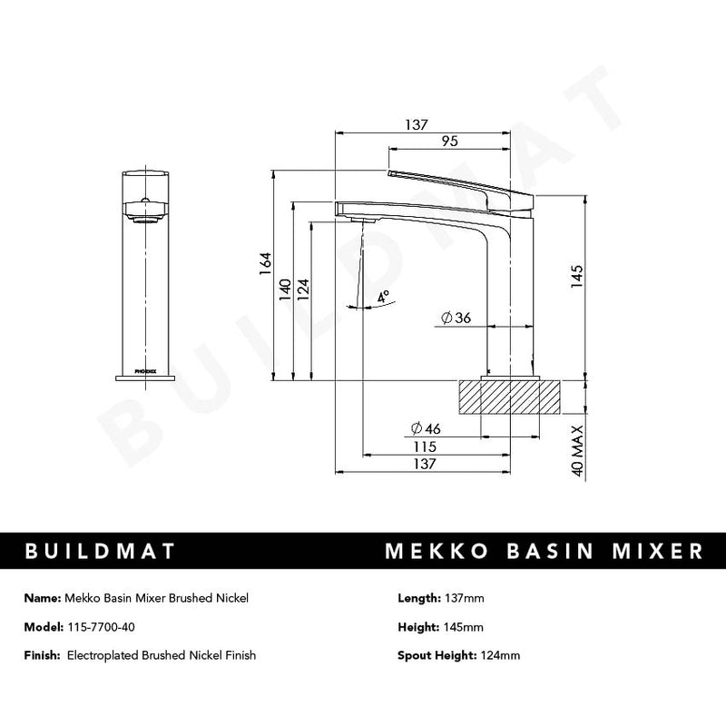 Mekko Basin Mixer Brushed Nickel
