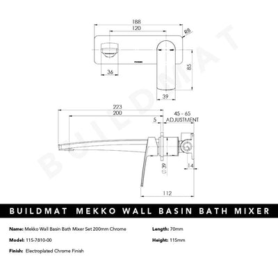 Mekko SwitchMix Wall Basin / Bath Mixer Set 200mm Chrome