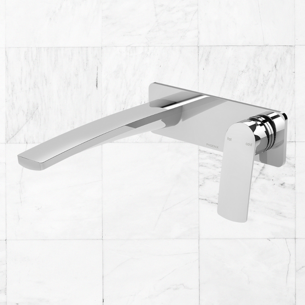 Phoenix Mekko SwitchMix Wall Basin / Bath Mixer Set 200mm Chrome (Complete Kit)