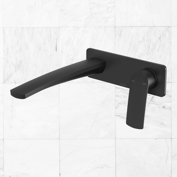 Phoenix Mekko SwitchMix Wall Basin / Bath Mixer Set 200mm Matte Black (Complete Kit)