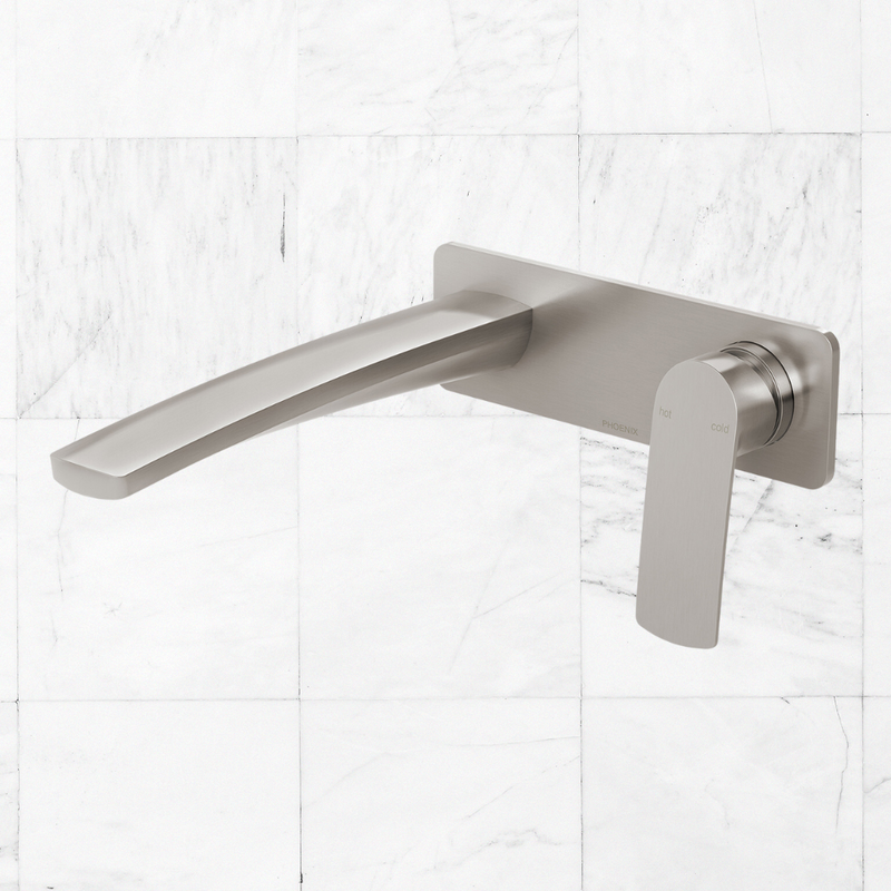 Mekko Wall Basin / Bath Mixer Set 200mm Brushed Nickel