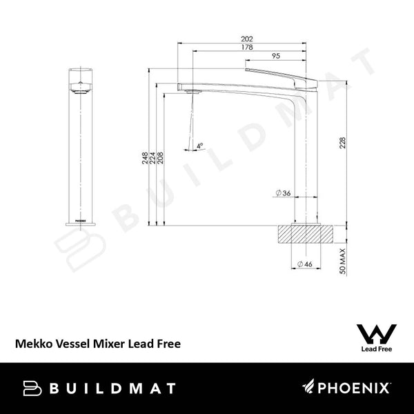 Phoenix Mekko Vessel Mixer Brushed Nickel Lead Free