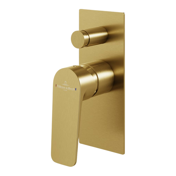 Villeroy & Boch O. Novo Style Rectangular Diverter Mixer Brushed Gold (Trim Kit Only)