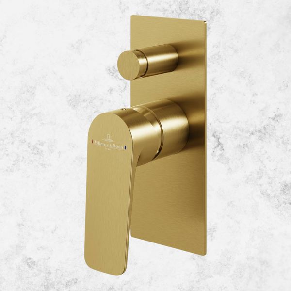 Villeroy & Boch O. Novo Style Rectangular Diverter Mixer Brushed Gold (Trim Kit Only)