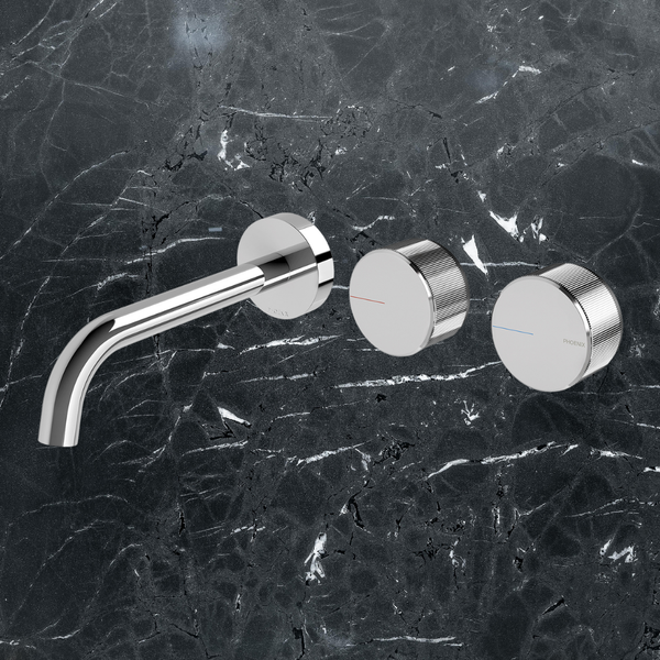 Phoenix Axia Wall Basin / Bath Curved Outlet Hostess Set 180mm Chrome