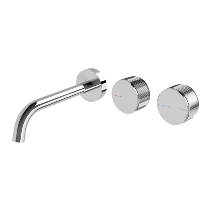 Axia Wall Basin/Bath Curved Outlet Mixer Set 180mm  Chrome
