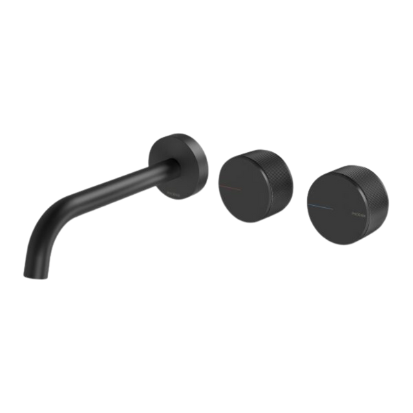 Phoenix Axia Wall Basin / Bath Curved Outlet Hostess Set 180mm Matte Black