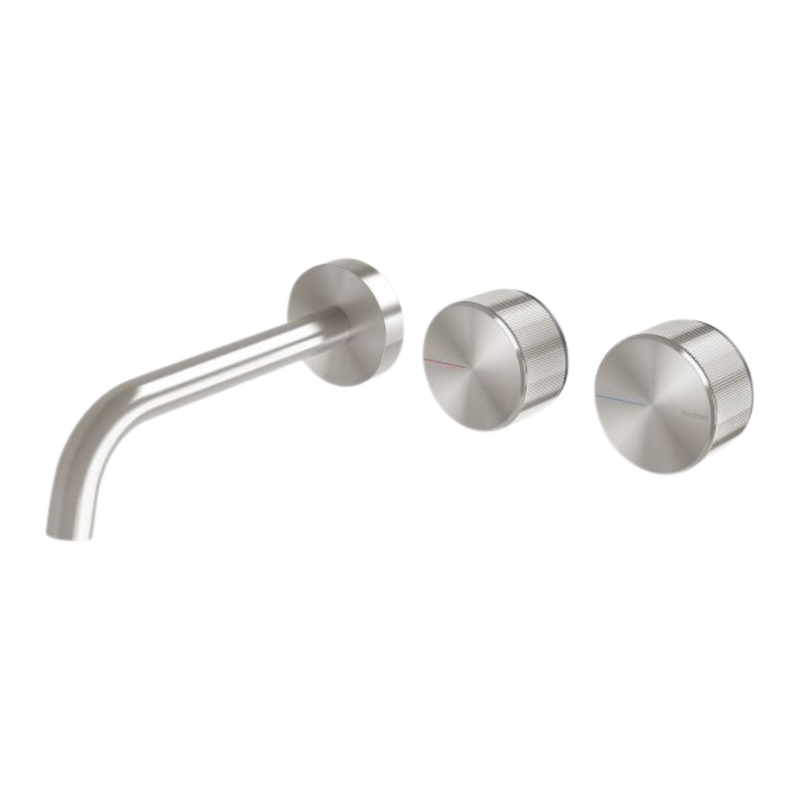 Axia Wall Basin / Bath Curved Outlet Hostess Set 180mm  Brushed Nickel