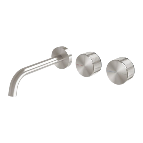 Phoenix Axia Wall Basin / Bath Curved Outlet Hostess Set 180mm Brushed Nickel