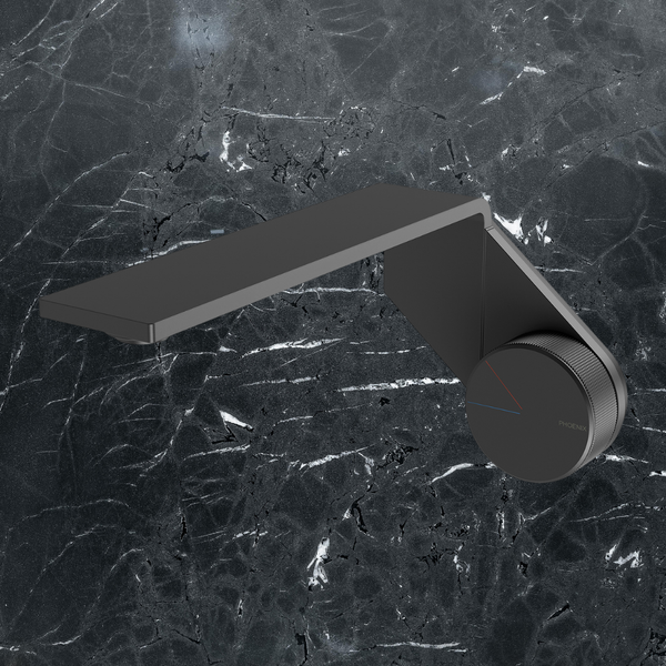 Phoenix Axia Wall Basin / Bath Mixer Set 200mm Matte Black Lead Free