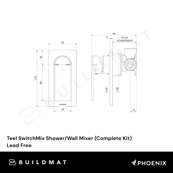 Phoenix Teel SwitchMix Shower/Wall Mixer (Complete Kit) Matte Black Lead Free
