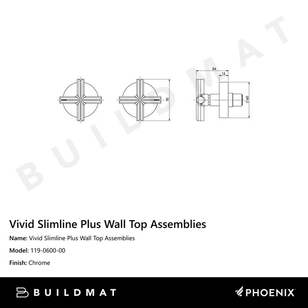 Phoenix Vivid Slimline Plus Wall Top Assemblies Chrome