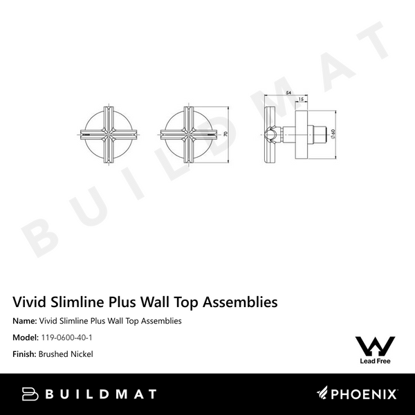 Phoenix Vivid Slimline Plus Wall Top Assemblies Lead Free Brushed Nickel
