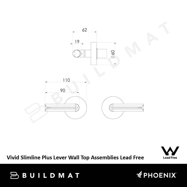 Phoenix Vivid Slimline Plus Lever Wall Top Assemblies Brushed Nickel Lead Free