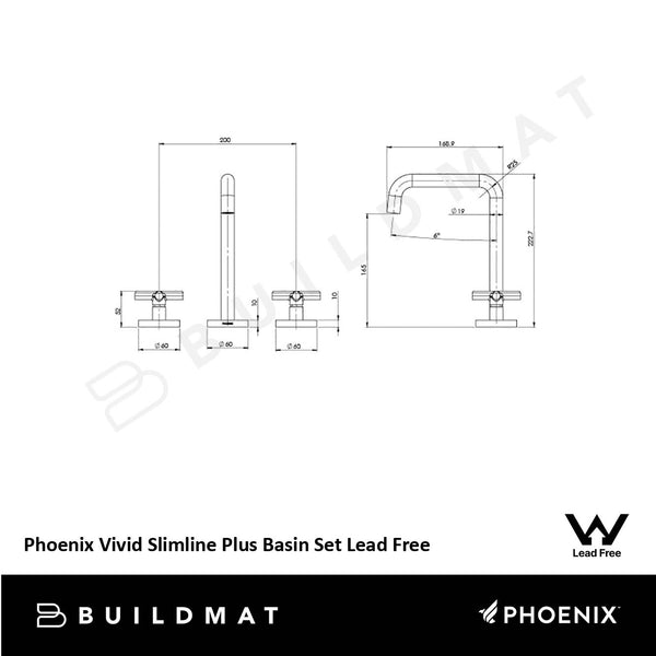 Phoenix Vivid Slimline Plus Basin Set Brushed Gold Lead Free