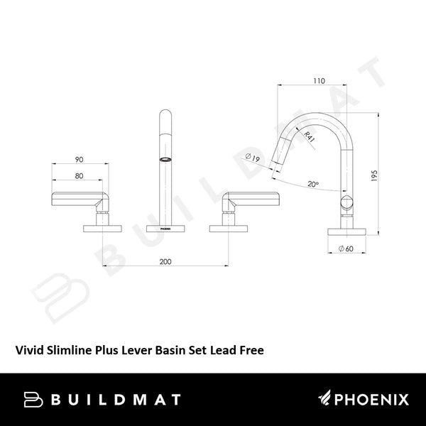 Phoenix Vivid Slimline Plus Lever Basin Set Brushed Nickel Lead Free