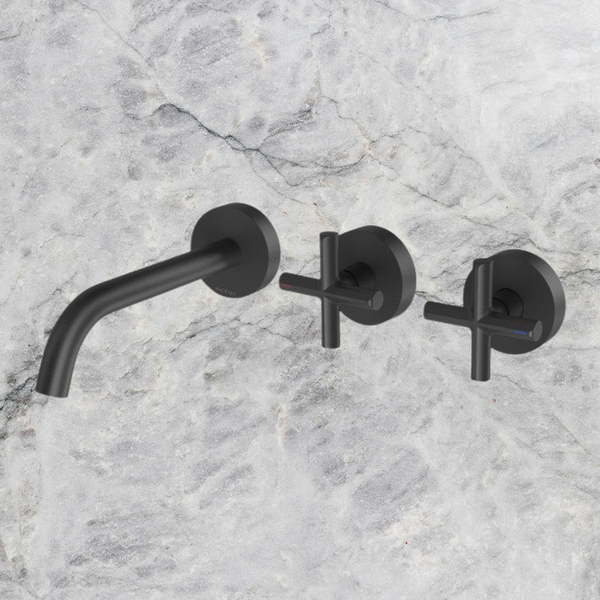 Phoenix Vivid Slimline Plus Wall Basin / Bath Hostess Set 180mm Outlet Matte Black