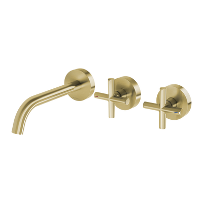 Vivid Slimline Plus Wall Basin / Bath Hostess Set 180mm Outlet Brushed Gold