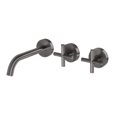 Vivid Slimline Plus Wall Basin / Bath Hostess Set 180mm Outlet Brushed Carbon