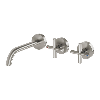 Vivid Slimline Plus Wall Basin / Bath Hostess Set 180mm Outlet Brushed Nickel