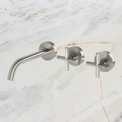 Vivid Slimline Plus Wall Basin / Bath Hostess Set 180mm Outlet Brushed Nickel