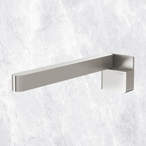 Phoenix Designer Swivel Bath Outlet 230mm Square Brushed Nickel