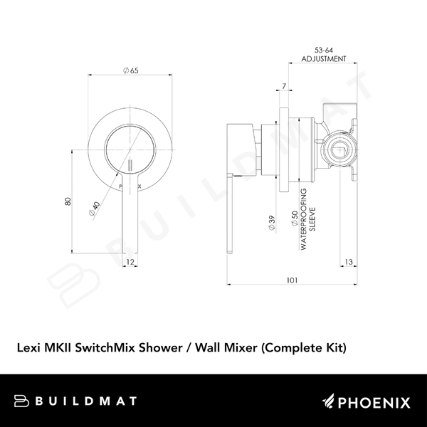 Phoenix Lexi MKII SwitchMix Shower / Wall Mixer (Complete Kit) Chrome
