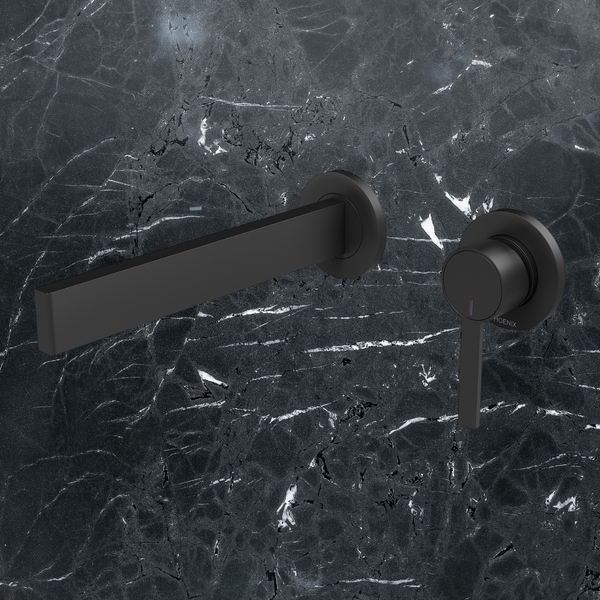 Phoenix Lexi MKII SwitchMix Wall Basin Mixer Set 200mm (Complete Kit) Matte Black