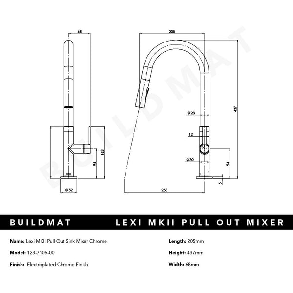 Phoenix Lexi MKII Chrome Pull Out Sink Mixer