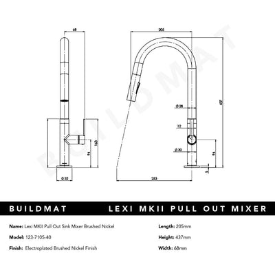 Lexi MKII Brushed Nickel Pull Out Sink Mixer