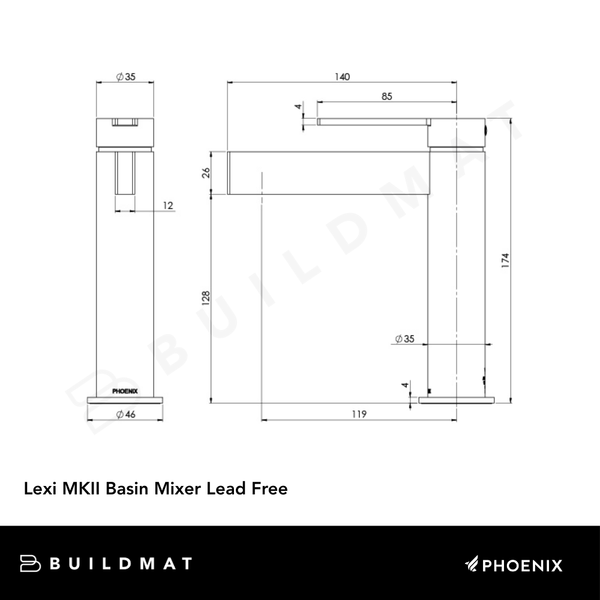 Phoenix Lexi MKII Basin Mixer Brushed Nickel Lead Free