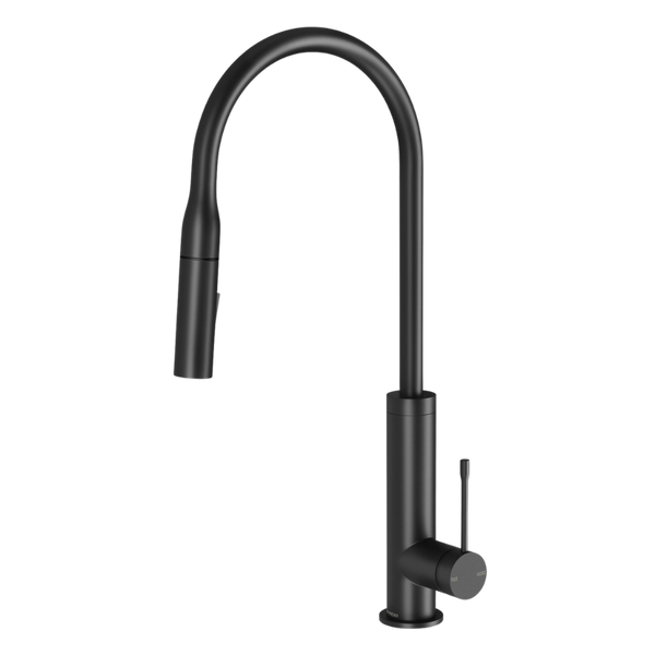 Phoenix Deja Pull Out Matte Black Sink Mixer 220mm
