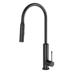 Phoenix Deja Pull Out Matte Black Sink Mixer 220mm Lead Free