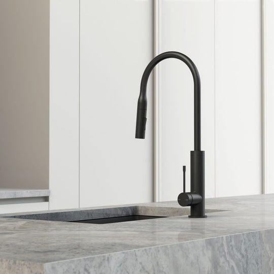 Deja Pull Out Matte Black Sink Laundry Tap Mixer 220mm Lead Free