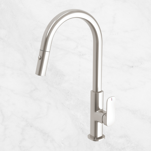 Phoenix Nuage Pull Out Sink Mixer 200mm Lead Free Brushed Nickel