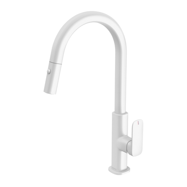 Phoenix Nuage Pull Out Sink Mixer 200mm Lead Free Matte White