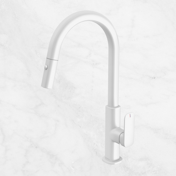 Phoenix Nuage Pull Out Sink Mixer 200mm Lead Free Matte White