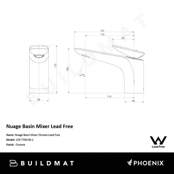 Phoenix Nuage Basin Mixer Chrome Lead Free