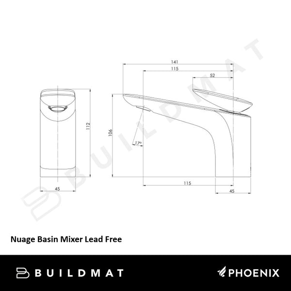 Phoenix Nuage Basin Mixer Brushed Carbon Lead Free